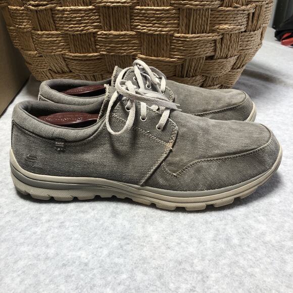 SKECHERS Other - Skechers Elvin Shoes Mens Size 12 64108 Taupe Canvas Lace Up Superior Oxford